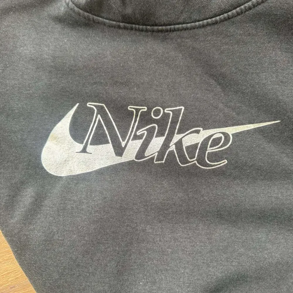 Nike Sportswear Funnel Neck Hoodie Women’s L Black Script Swoosh Pullover